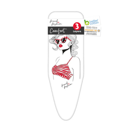 French Fashion strijkplankhoes | Lady in Red | 3-laags | Strijkplankovertrek