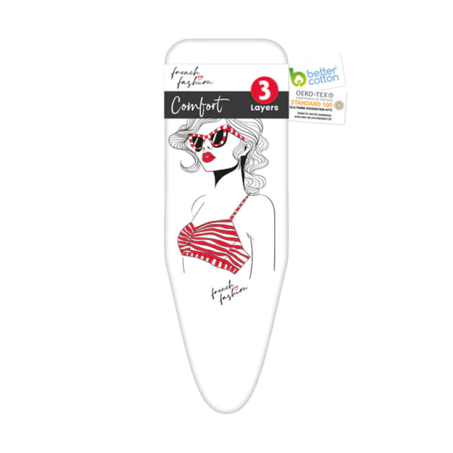 French Fashion strijkplankhoes | Lady in Red | 3-laags | Strijkplankovertrek
