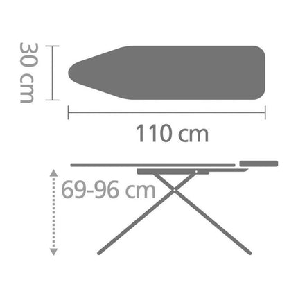Brabantia strijkplank A met strijkplankhoes | Zwart | 110 x 30 cm