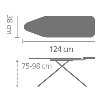 Brabantia strijkplank B met strijkplankhoes | 124 x 38 cm